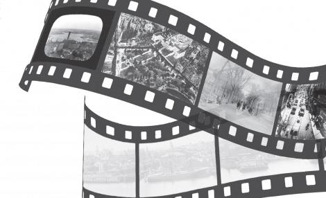film reel with images of Boston